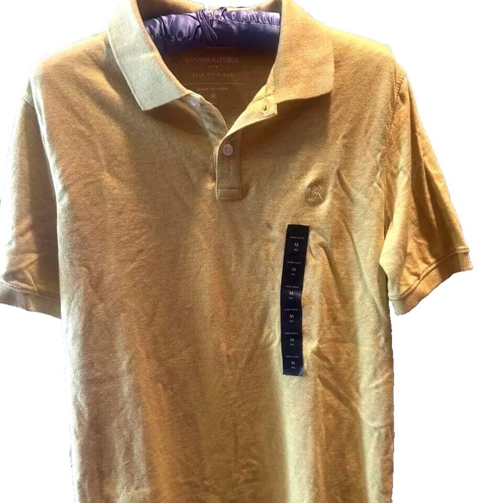 ❌❌SOLD❌❌Banana Republic Pique Polo Shirt Moss Yellow Preppy Cotton size medium